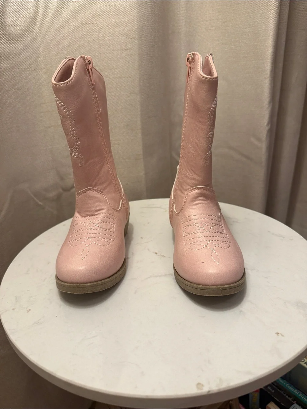 Kensie Girl Light Pink Kids Western Zipper Boots